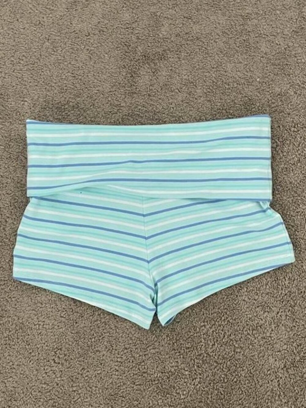 Y2K Low-Rise Blue Striped Fold-over Mini Shorts